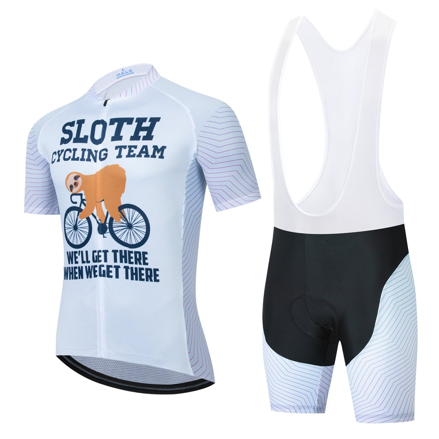 Ensemble de l'équipe cycliste Sloth en Zigzag blanc perle