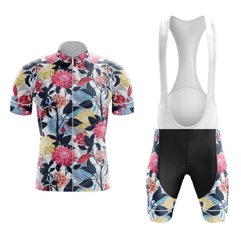 Ensemble de Maillot de Cyclisme Floral Rouge et Bleu