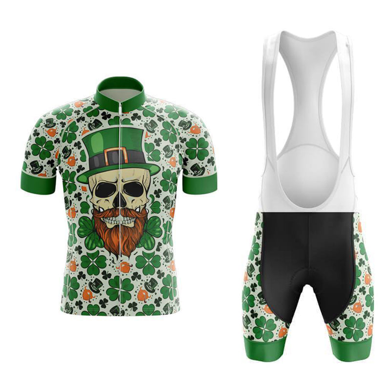 Ensemble de maillot de cyclisme rétro Crâne Irlandais Chanceux