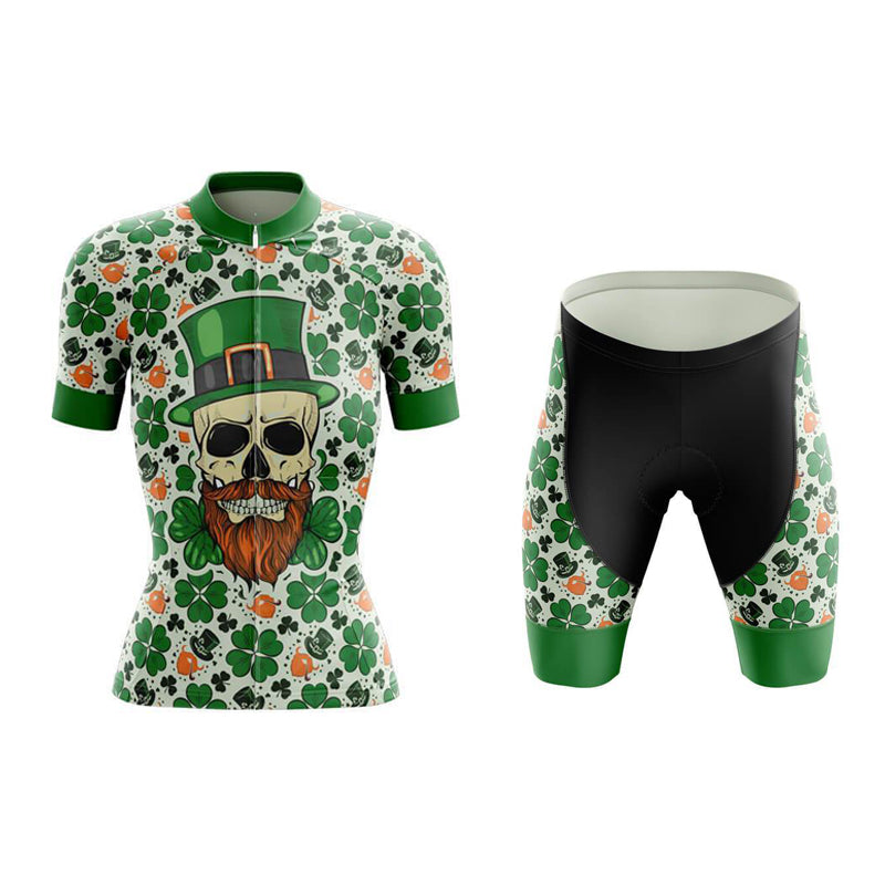 Ensemble de maillot de cyclisme pour femmes avec crâne irlandais porte-bonheur
