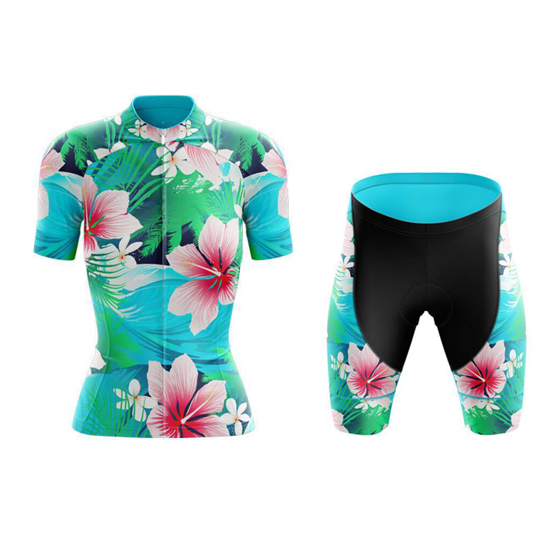 Ensemble de Maillot de Cyclisme Femme à Motif Floral de Lys Oriental