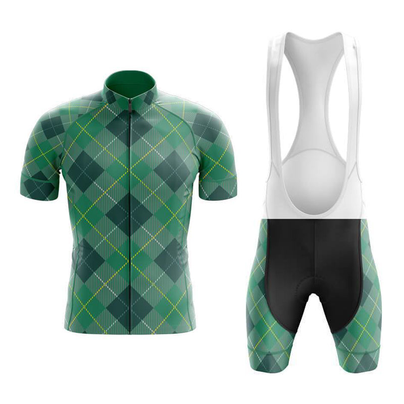 Ensemble de Maillot de Cyclisme Vert Clair Tartan