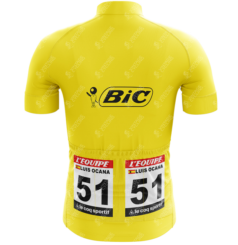 Maillot de cyclisme rétro jaune Bic Team Tour de France 1973
