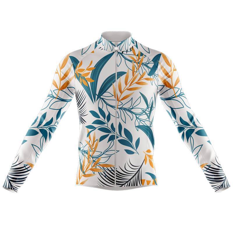 Maillot de Cyclisme Blanc Floral et Bleu (avec Option Polaire)