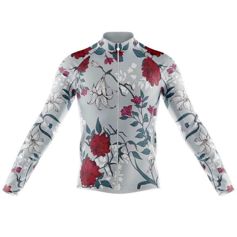Maillot de Cyclisme Floral Grand Rouge (avec Option Polaire)