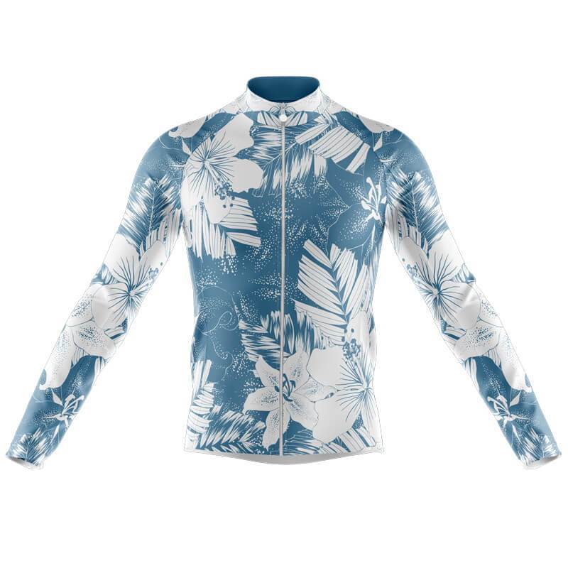 Maillot de Cyclisme Floral Bleu Lys (avec Option Polaire)