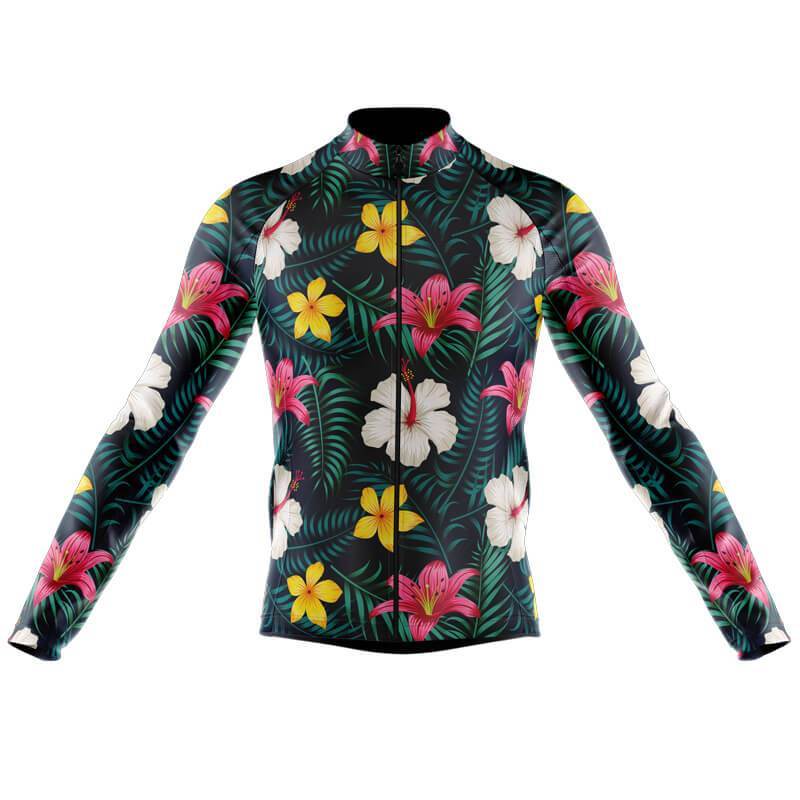 Maillot de Cyclisme Floral Jaune et Rose (avec Option Polaire)