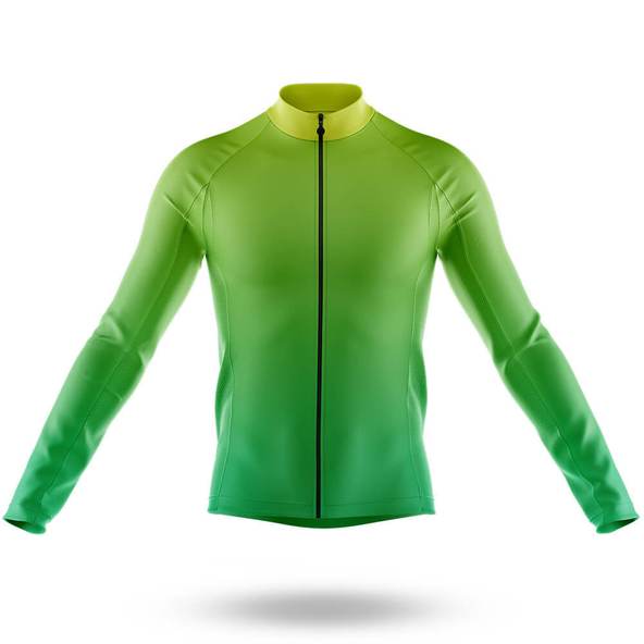 Maillot de cyclisme à manches longues vert clair uni (avec option polaire)