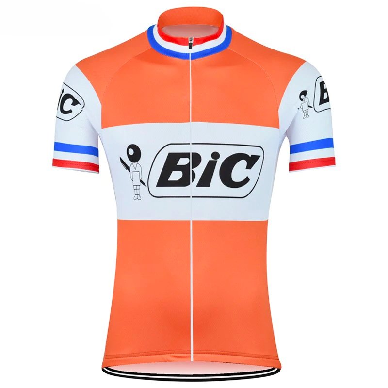 Maillot de cyclisme rétro à manches courtes BIC Orange-France