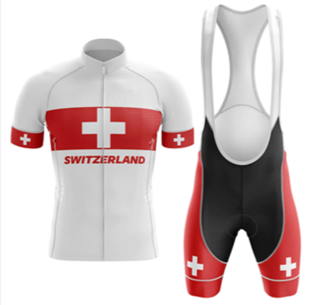 Maillot de Cyclisme avec Petit Drapeau Suisse Ensemble