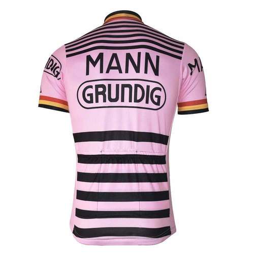 Maillot de cyclisme rétro rose pour homme Grundig