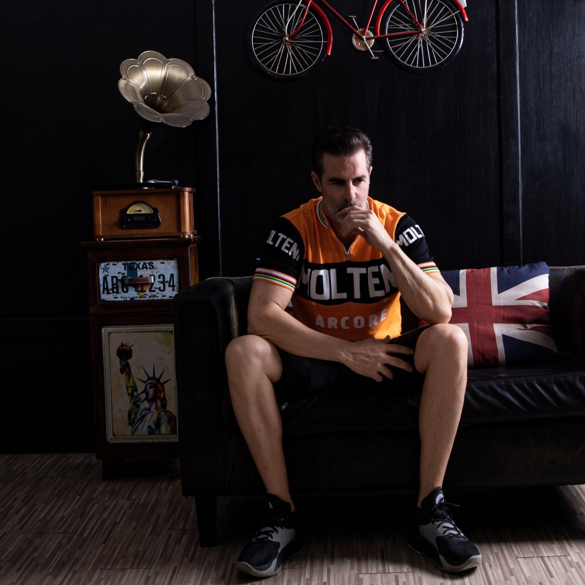 Molteni en Laine Mérinos Mélangée - Maillot de Cyclisme Rétro