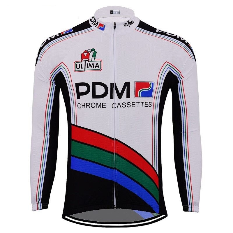 Maillot de Cyclisme Rétro Équipe Cycliste PDM (Cassettes Chrome) (avec Option Polaire)