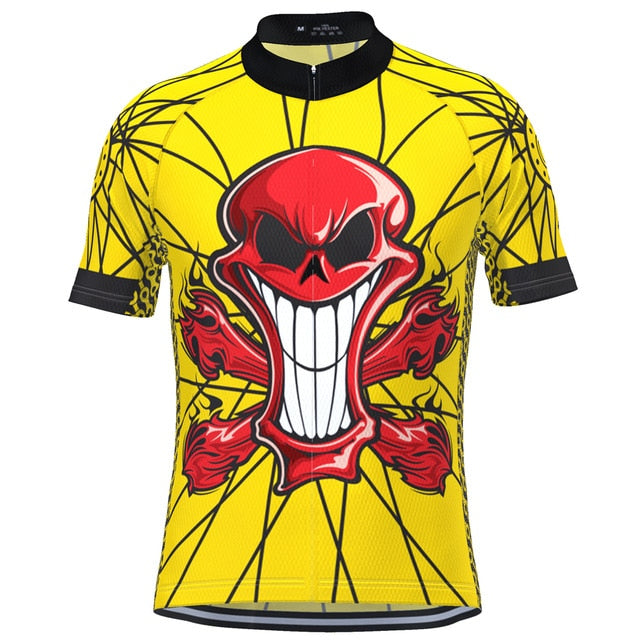 Maillot de Cyclisme Crâne Souriant Jaune
