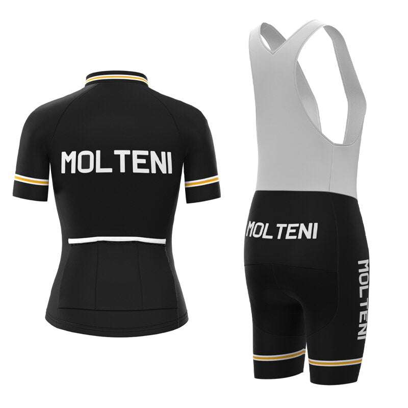 Ensemble de Maillot de Cyclisme Rétro Molteni Noir pour Femme