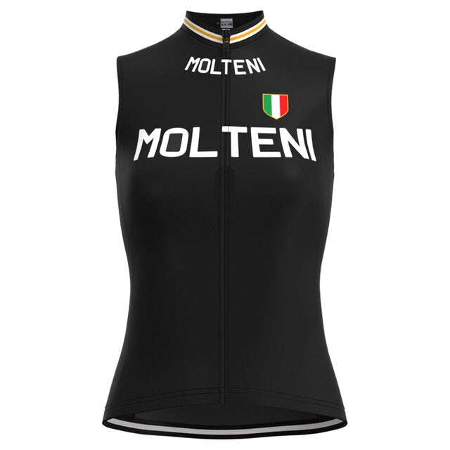 Ensemble de Maillot de Cyclisme Rétro Molteni Noir pour Femme