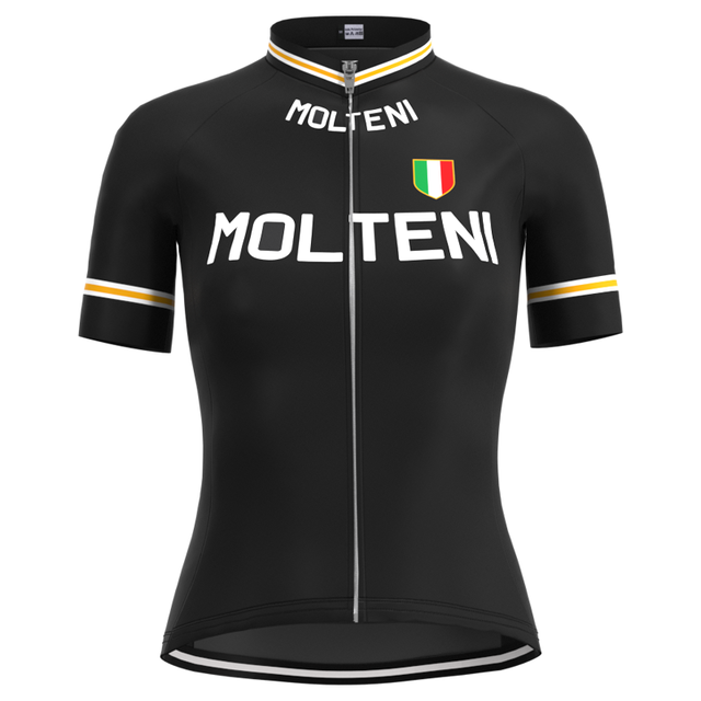 Ensemble de Maillot de Cyclisme Rétro Molteni Noir pour Femme