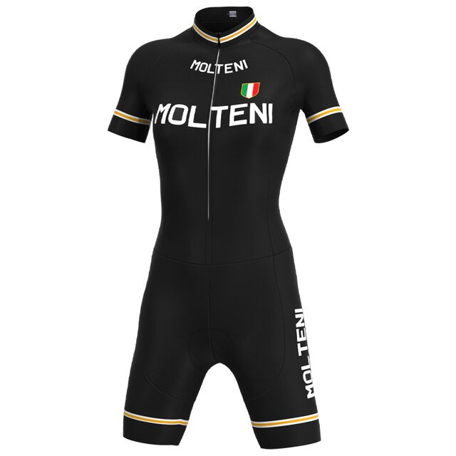 Ensemble de Maillot de Cyclisme Rétro Molteni Noir pour Femme