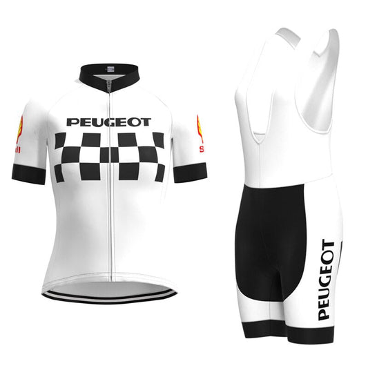 Ensemble de Maillot de Cyclisme Rétro Peugeot-Shell pour Femmes des Années 1960