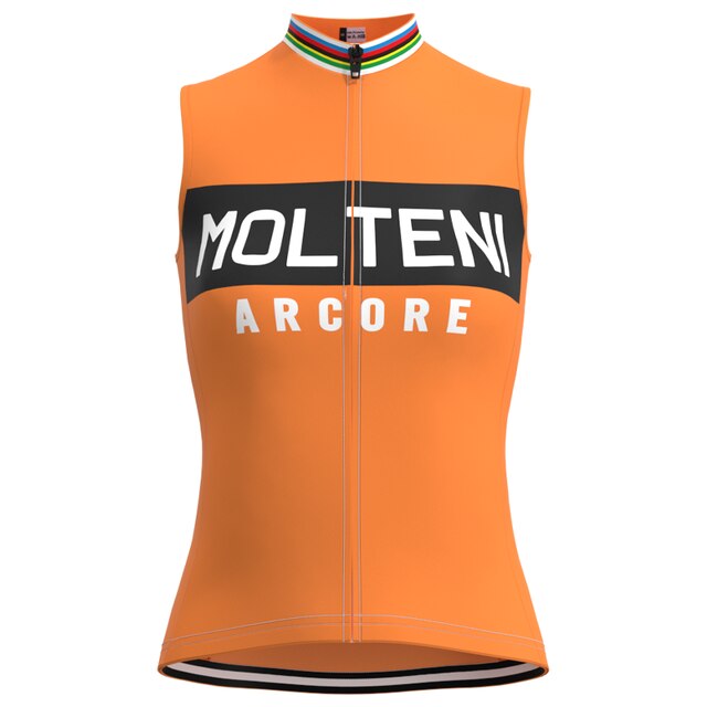 Ensemble Maillot de Cyclisme Rétro Orange pour Femme Molteni