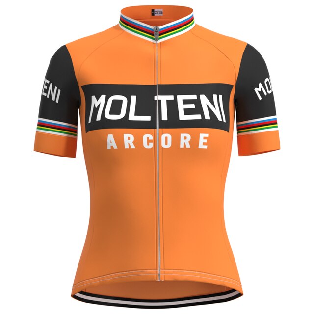 Ensemble Maillot de Cyclisme Rétro Orange pour Femme Molteni