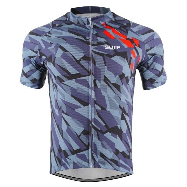 Maillot de cyclisme à motif camouflage gris-vert