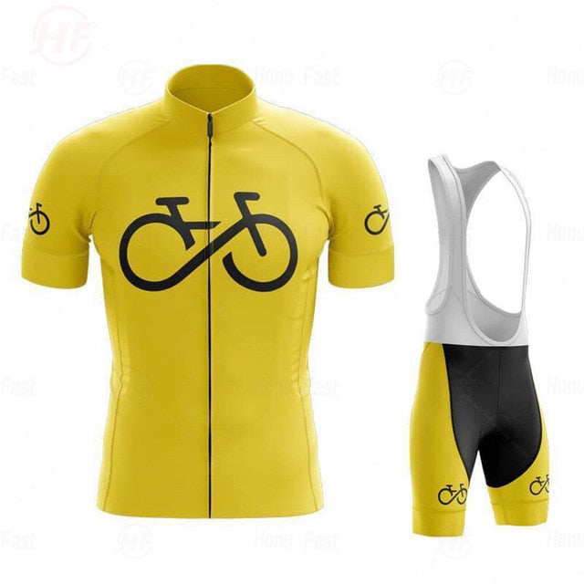 Ensemble de Maillot de Cyclisme Jaune avec Logo Vélo