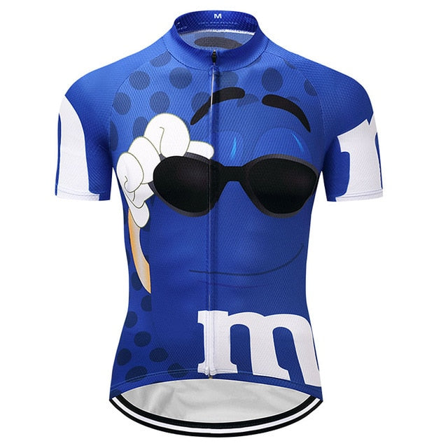 Maillot de cyclisme bleu M&Ms