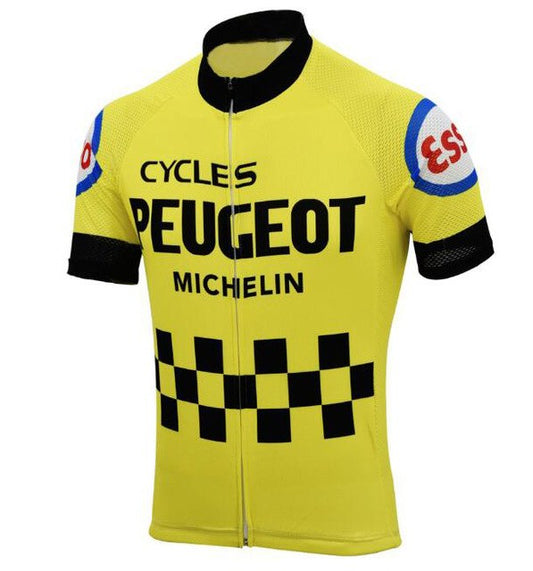 Maillot de cyclisme rétro Peugeot Esso Michelin à manches courtes