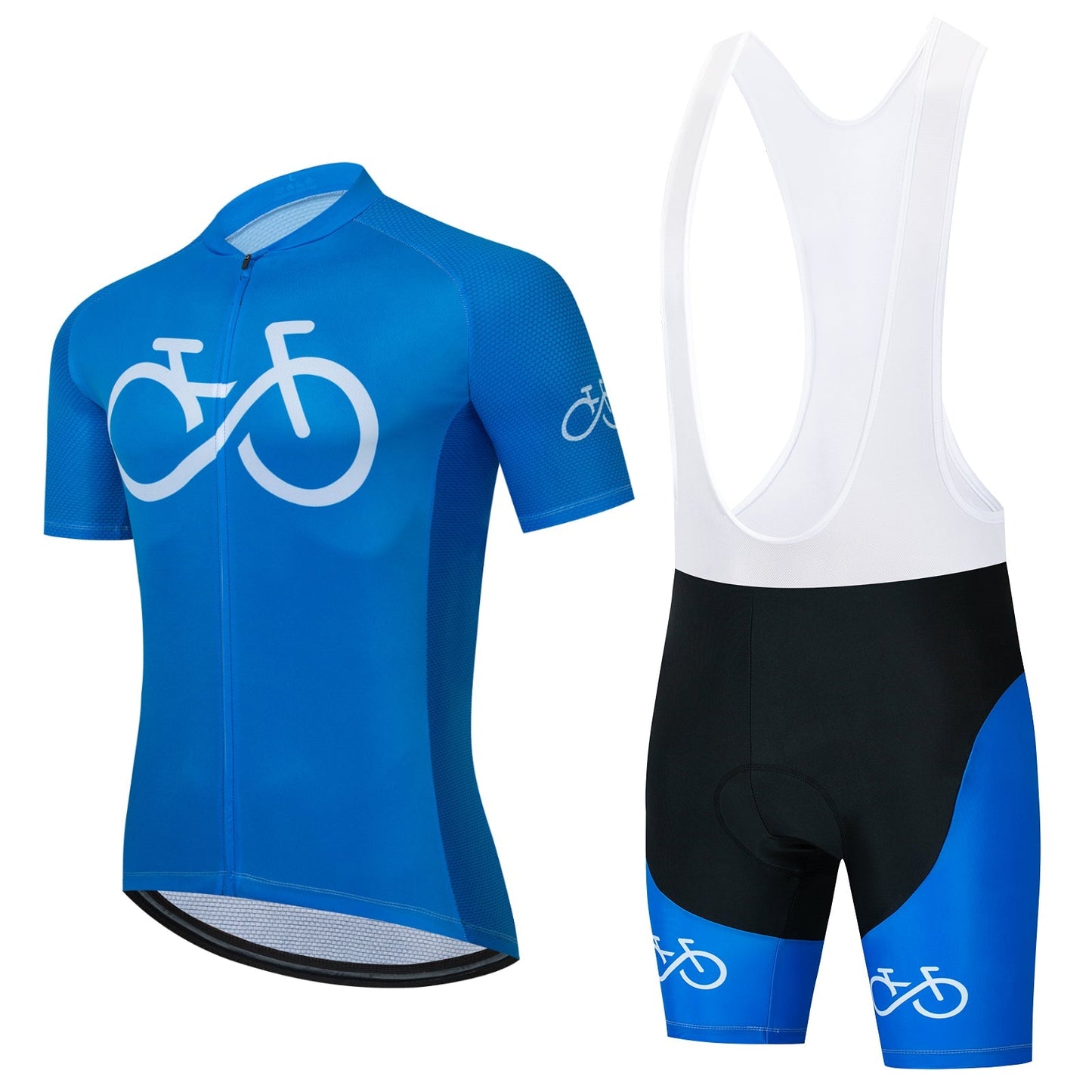Ensemble de Maillot de Cyclisme Bleu avec Logo de Vélo
