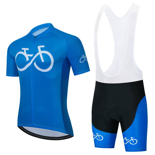 Ensemble de Maillot de Cyclisme Bleu avec Logo de Vélo