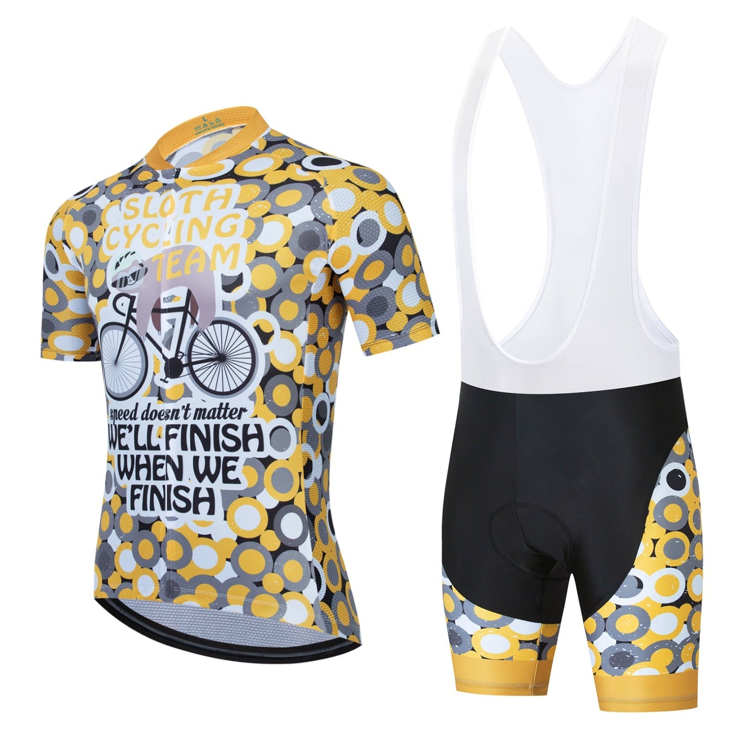 Ensemble de cyclisme de l'équipe de paresseux à taches jaunes
