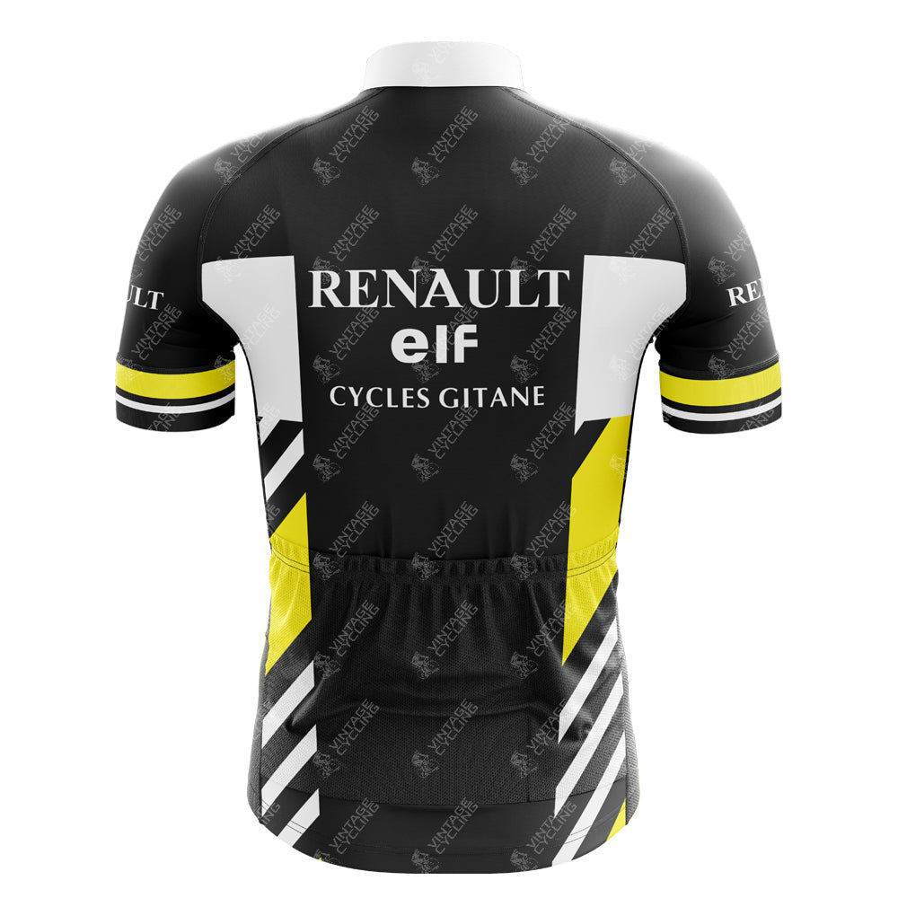 Maillot de cyclisme rétro noir pour homme Renault Elf 1981 Maillot de cyclisme rétro