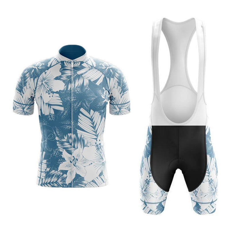 Ensemble de Maillot de Cyclisme Floral Lily Bleu
