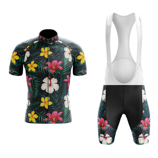 Ensemble de maillot de cyclisme floral jaune et rose