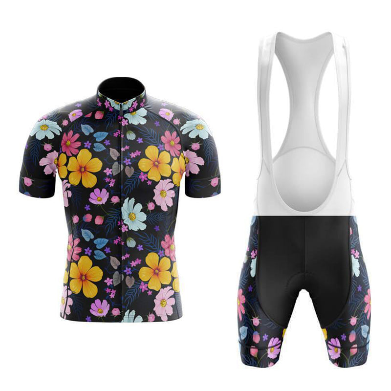 Ensemble de maillot de cyclisme floral jaune vif