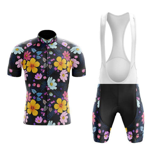 Ensemble de maillot de cyclisme floral jaune vif