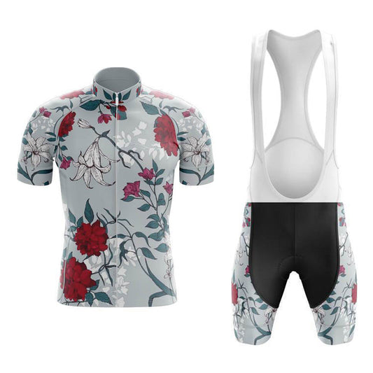 Ensemble de maillot de cyclisme floral rouge vif
