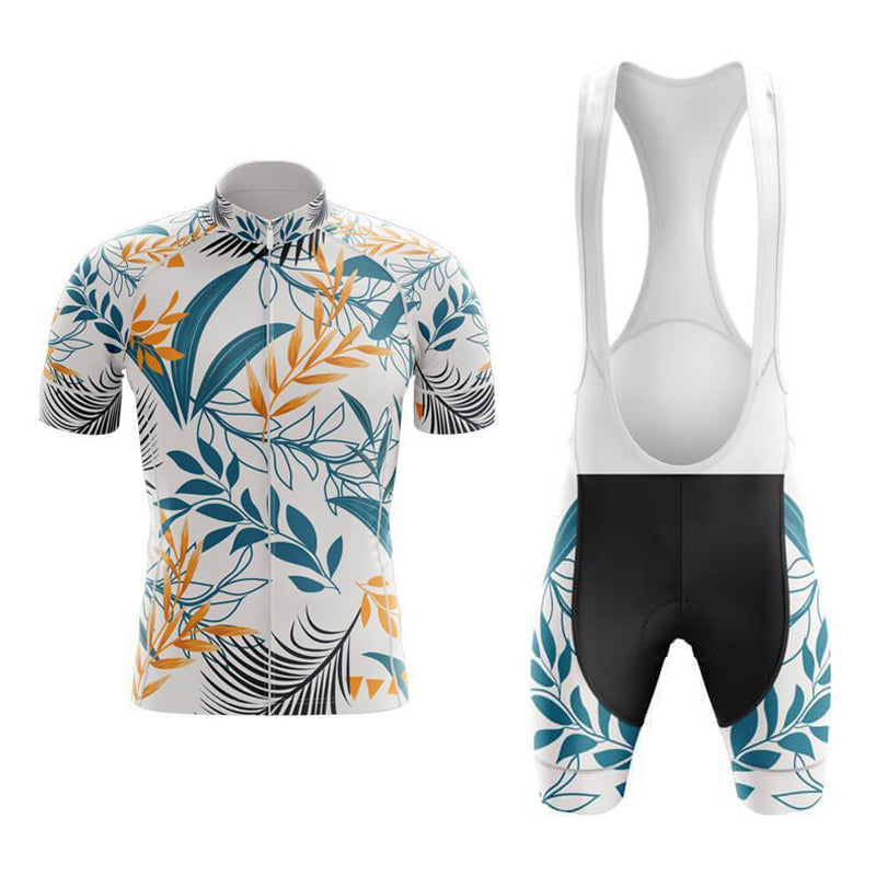 Ensemble de Maillot de Cyclisme Blanc et Bleu à Motif Floral