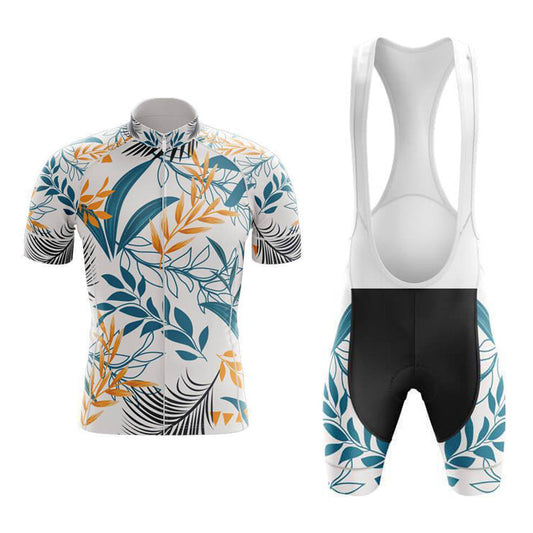 Ensemble de Maillot de Cyclisme Blanc et Bleu à Motif Floral
