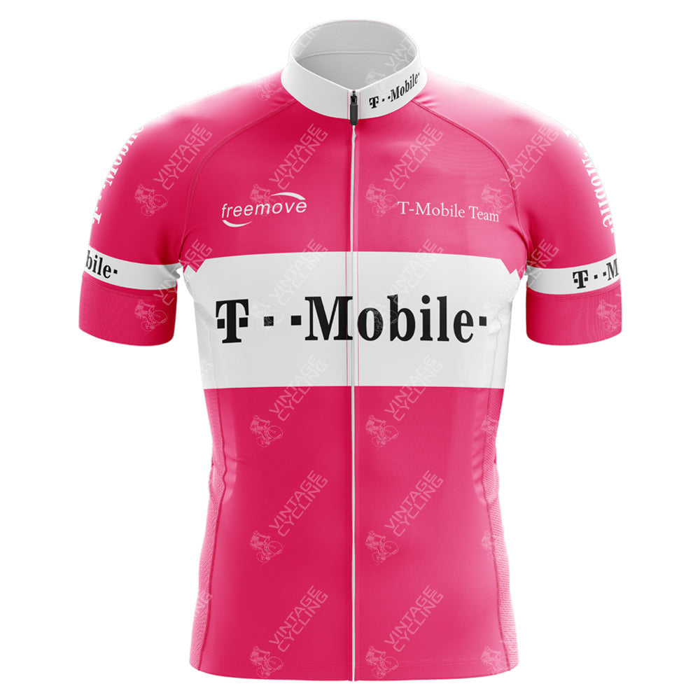 Maillot de cyclisme rétro rose T-Mobile Uvex