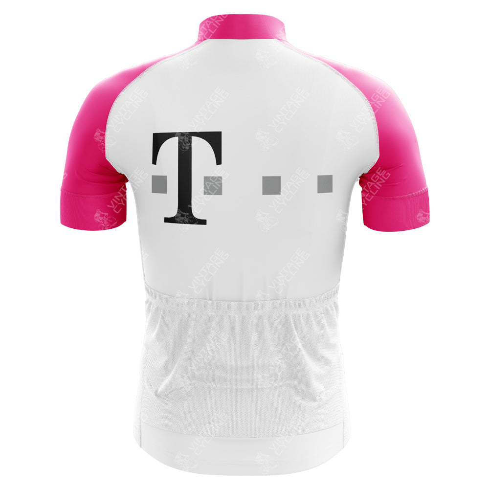 Maillot de cyclisme rétro T-Mobile Uvex rose v1