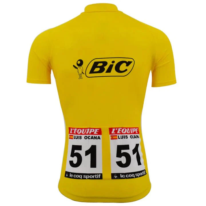 Maillot de cyclisme rétro jaune du Tour de France 1973 Luis Ocaña