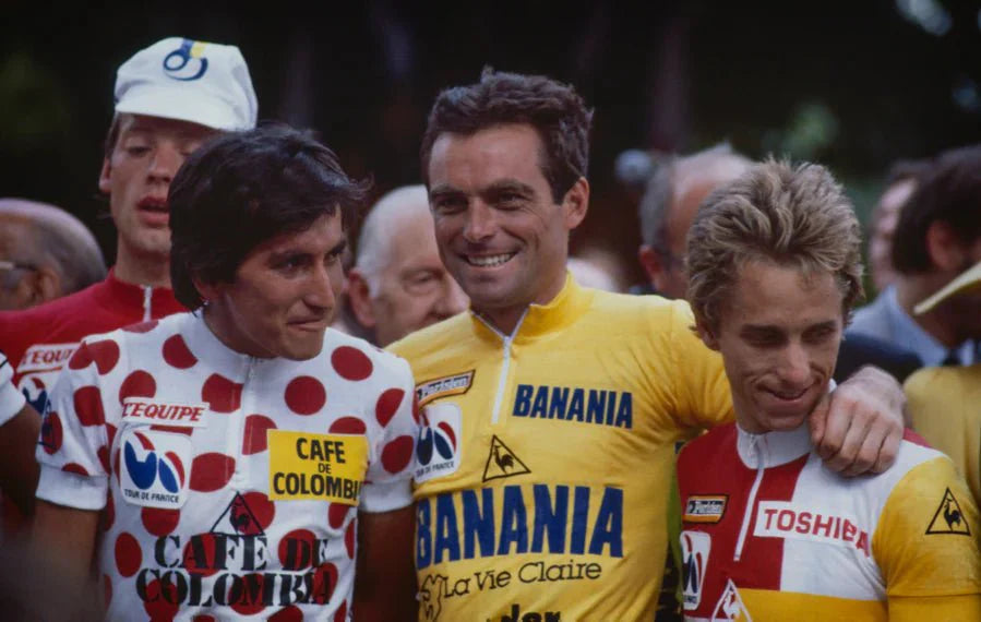 Maillot de cyclisme rétro jaune du Tour de France 1985 - Hinault