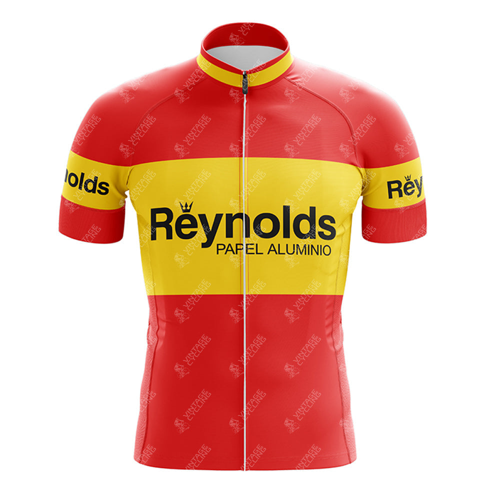 Ensemble de cyclisme rétro rouge Reynolds des années 1980 à manches courtes