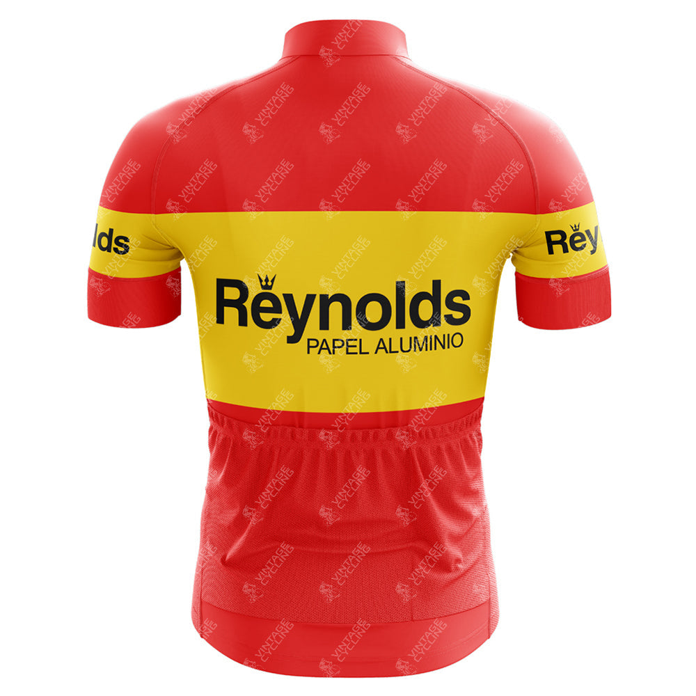 Ensemble de cyclisme rétro rouge Reynolds des années 1980 à manches courtes