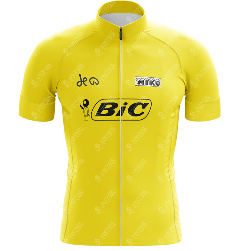 Maillot de cyclisme rétro jaune Bic Team Tour de France 1973