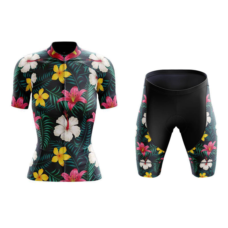 Ensemble de Maillot de Cyclisme pour Femmes à Motif Floral Coloré de Lys