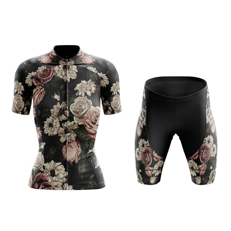 Ensemble de Maillot de Cyclisme Vintage à Motifs Floraux pour Femmes