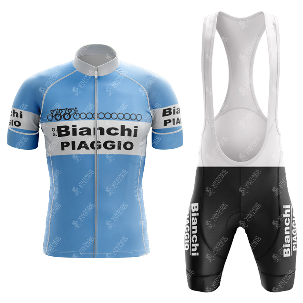 Ensemble de cyclisme rétro à manches courtes Bianchi 1983